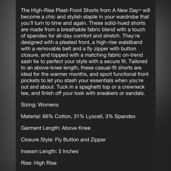 NWT High Rise Pleated Shorts - Picture 7 of 7